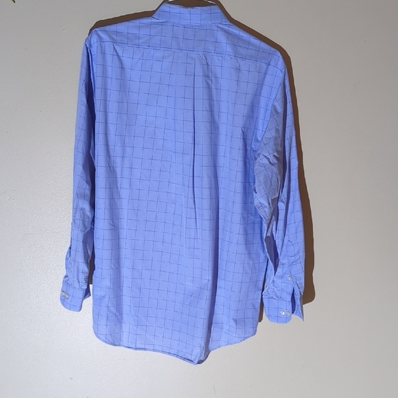 Chaps Light Blue Grid Pattern Dress Shirt, 17, 34-35 - Picture 4 of 7